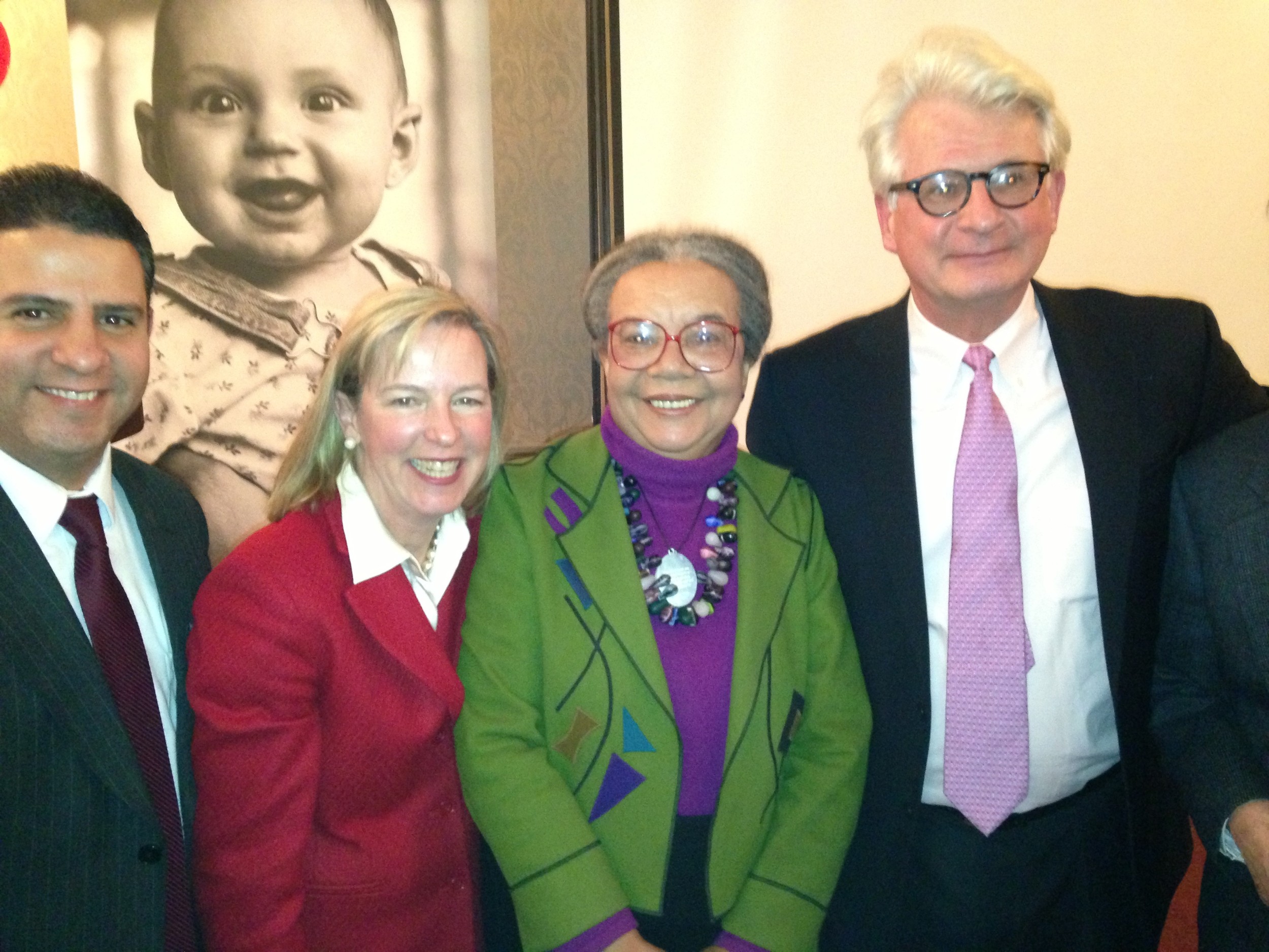 Rhode Island Kids Count celebrated its 20 anniversary on Jan. 29 with a keynote address by Marian Wright Edelman, founder of the Children's Defense Fund. From left, Victor Capellan, board chair, Elizabeth Burke Bryant, executive director, Marian Wright Edelman, and William J. Allen, former board chair.