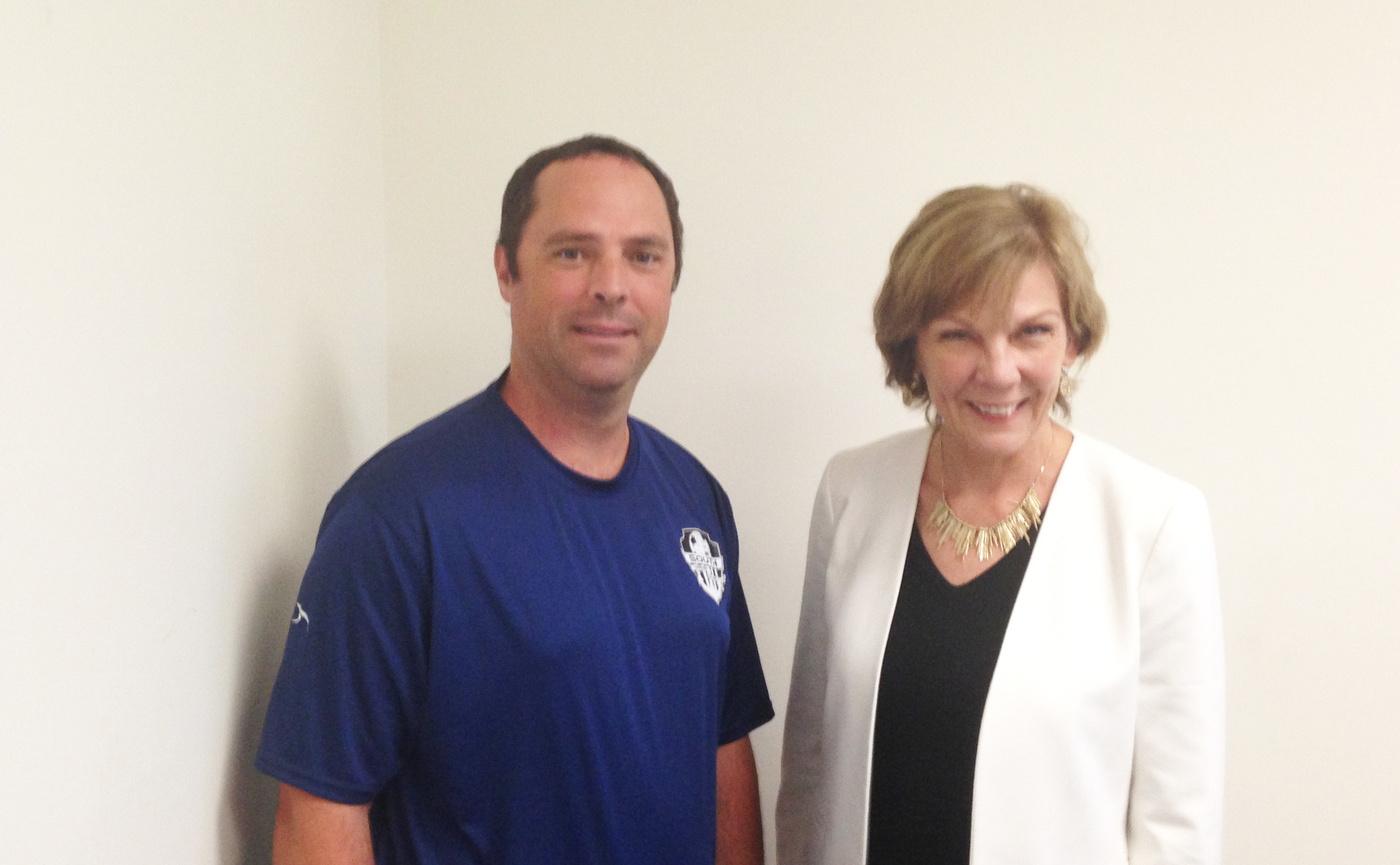 Dr. Michael Bradley, president and CEO of Ortho Rhode Island, left, and Mary Ellen Ashe, the executive director of Ortho Rhode Island, at their Wakefield offices.