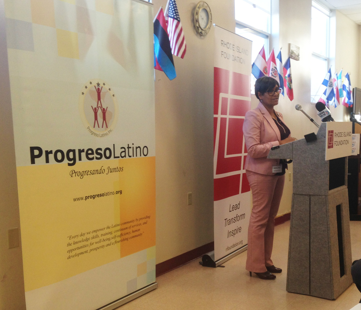 Ana Novais, executive director of the R.I. Department of Health, spoke at the announcement of $3.6 million in grants by The Rhode Island Foundation in six health equity zones in the state.