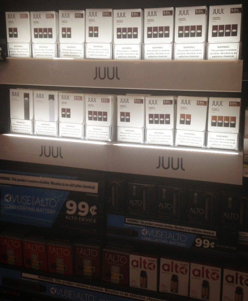 Vaping supplies at a local convenience story in Providence.