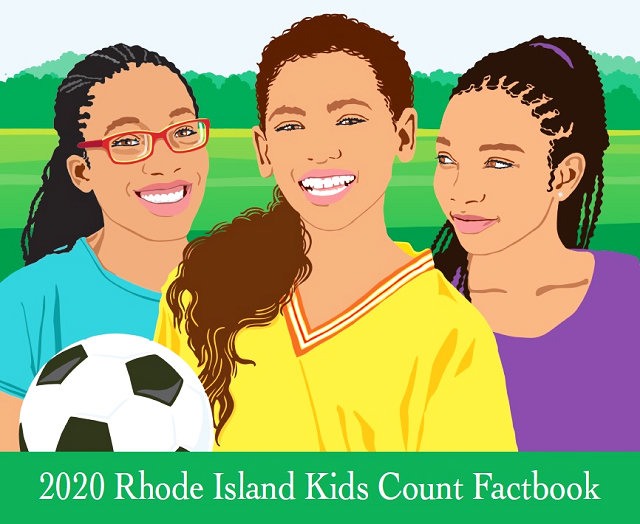 The cover of the 2020 Rhode Island Kids Count Factbook.