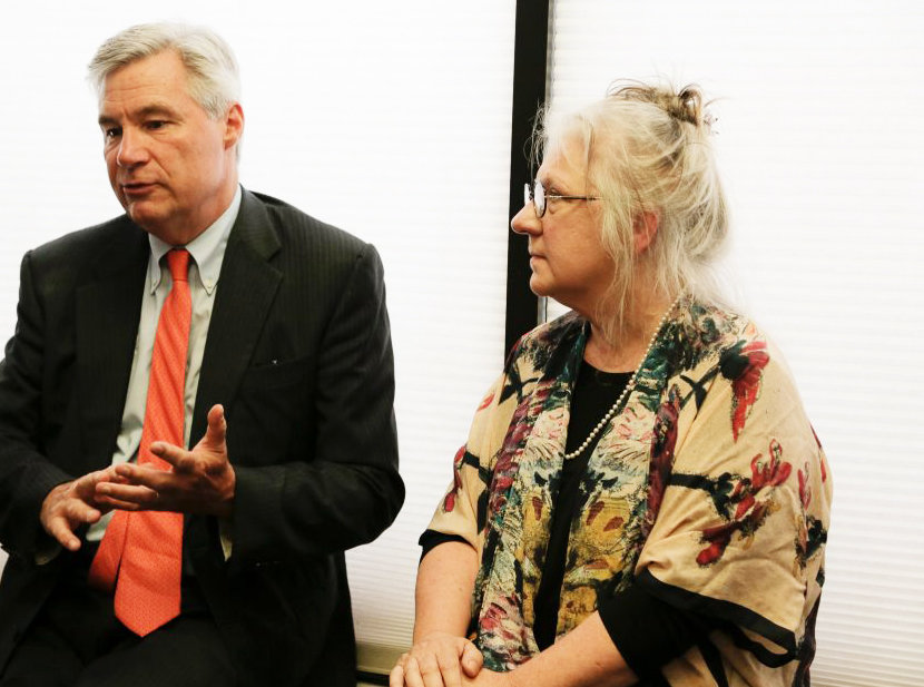 Linda Hurley, right, president and CEO of CODAC, with Sen. Sheldon Whitehouse