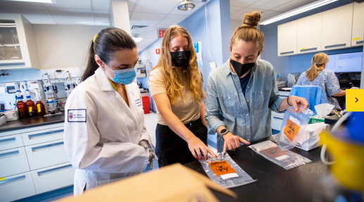Adina Badea, Claire Macon and Alexandra Collins from Brown University are members of the testRI research team,  featured in a story written by Abdullah Shihipar, "Brown researchers aim to save lives by testing illicit drugs for secret, often deadly ingredients."