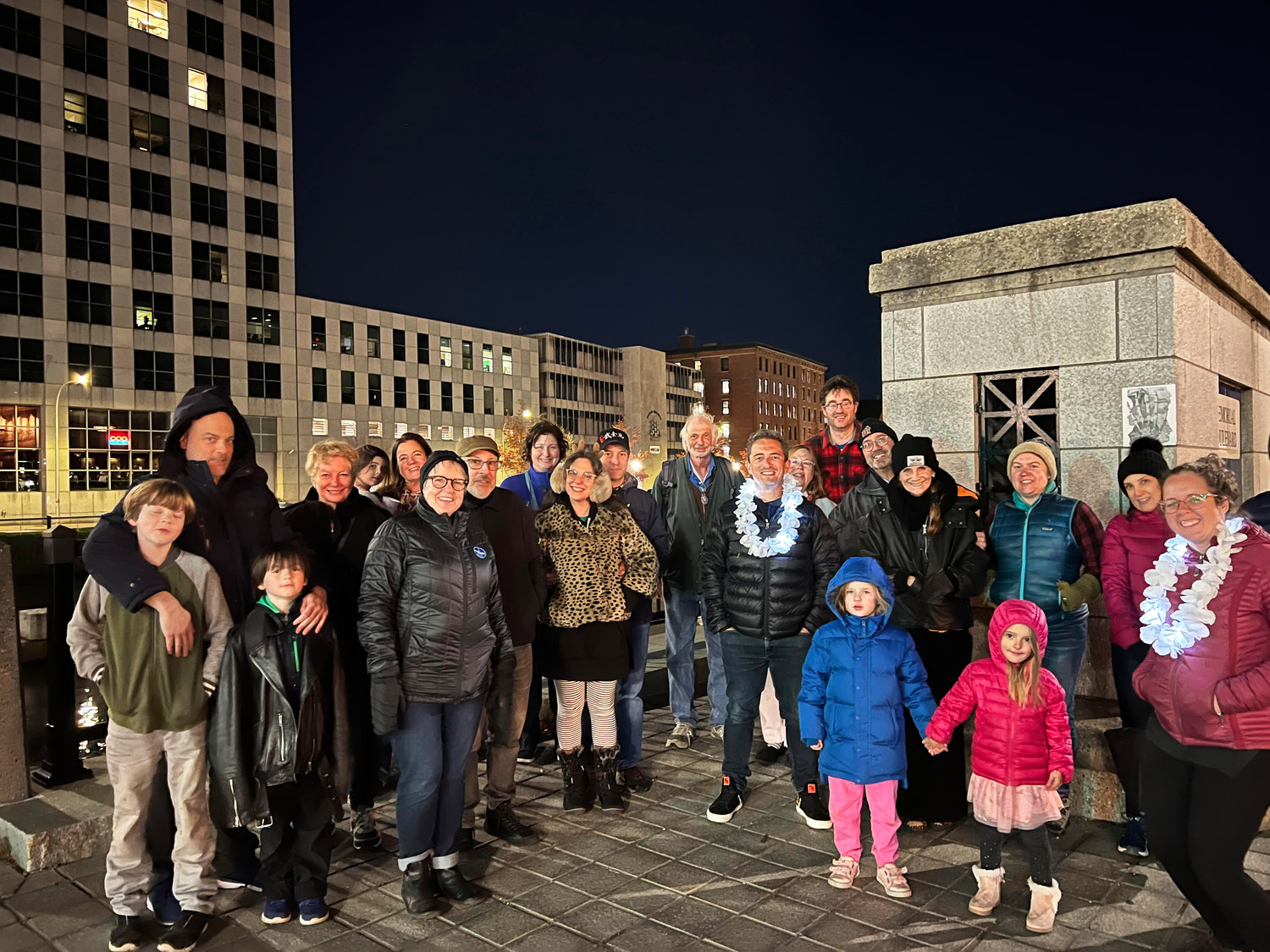 A contingent of 25 hearty souls took a full moon walk in downtown Providence on Nov.8