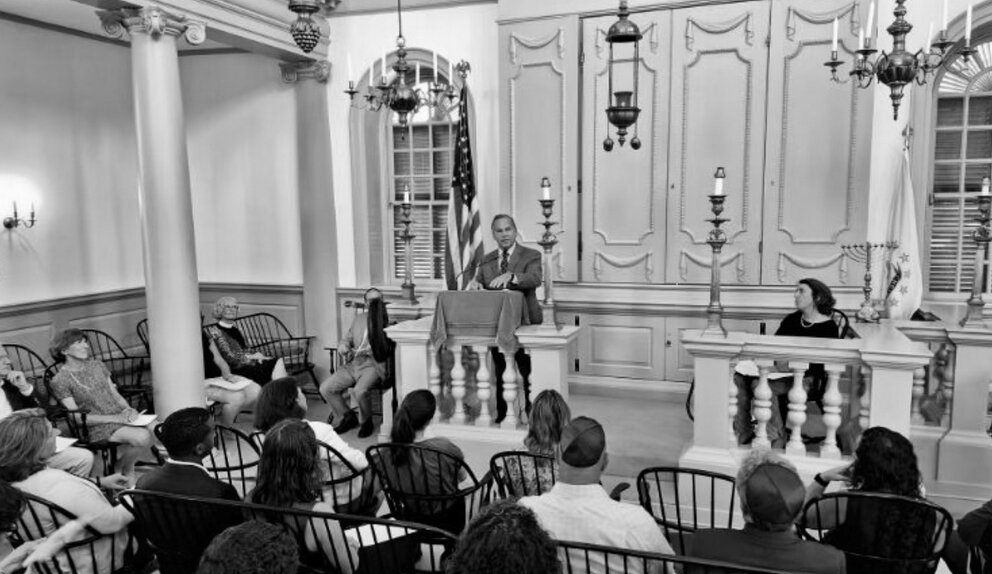 David Cicilline, president and CEO of the Rhode Island Foundation, gives the keynote address honoring the exchange of letters between Moses Seixas and George Washington at Touro Synagogue